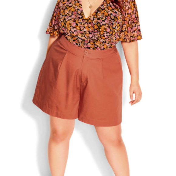 New City Chic Shorts Womens 24 Paprika Orange Spring Corset High Rise - Picture 1 of 11